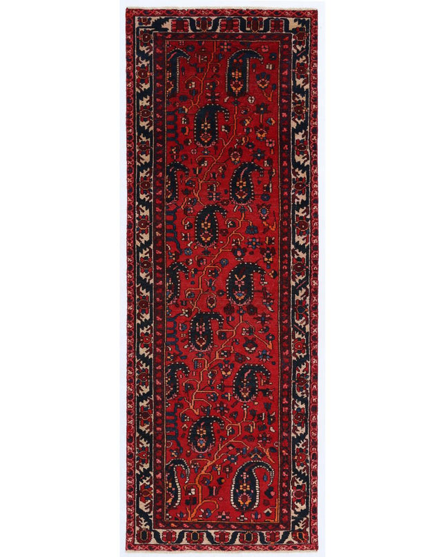 Hamadan 3' 4" X 9' 7" Hand Knotted Wool Rug 3' 4" X 9' 7" (101 X 292) / Red / Wool