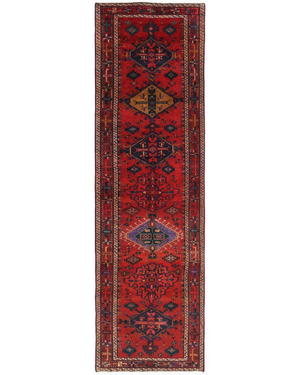 Hamadan 3' 7" X 11' 9" Hand Knotted Wool Rug 3' 7" X 11' 9" (109 X 358) / Red / Wool