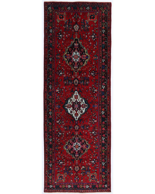 Hamadan 3' 9" X 11' 1" Hand Knotted Wool Rug 3' 9" X 11' 1" (114 X 338) / Red / Wool