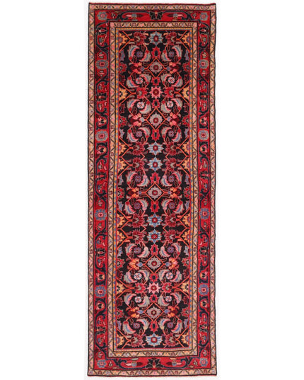 Hamadan 3' 5" X 10' 0" Hand Knotted Wool Rug 3' 5" X 10' 0" (104 X 305) / Black / Wool