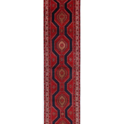 Hamadan 3' 2" X 12' 8" Hand Knotted Wool Rug 3' 2" X 12' 8" (97 X 386) / Red / Wool