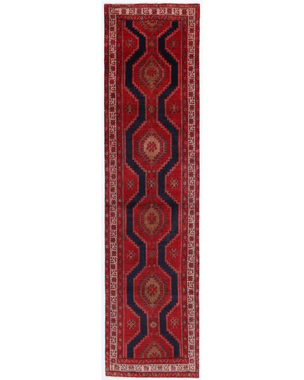 Hamadan 3' 2" X 12' 8" Hand Knotted Wool Rug 3' 2" X 12' 8" (97 X 386) / Red / Wool