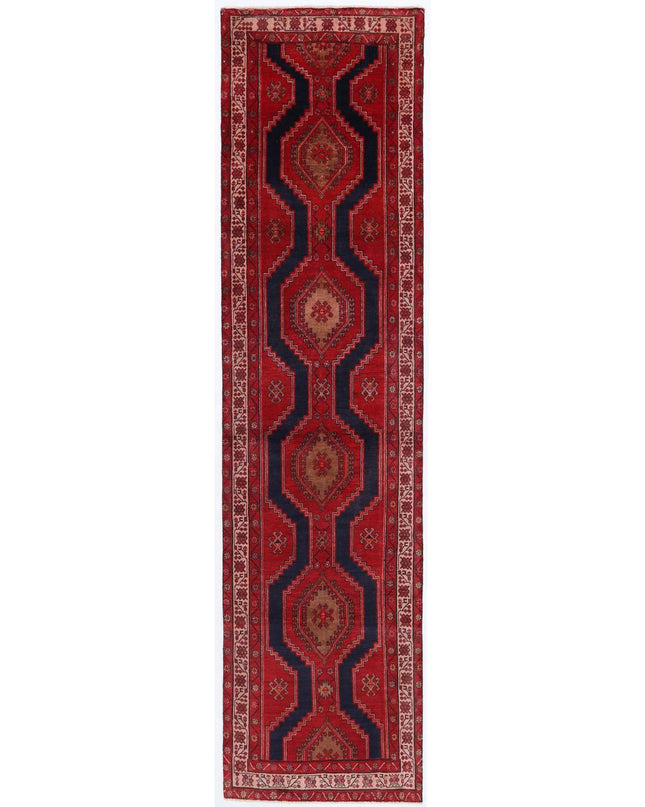 Hamadan 3' 2" X 12' 8" Hand Knotted Wool Rug 3' 2" X 12' 8" (97 X 386) / Red / Wool