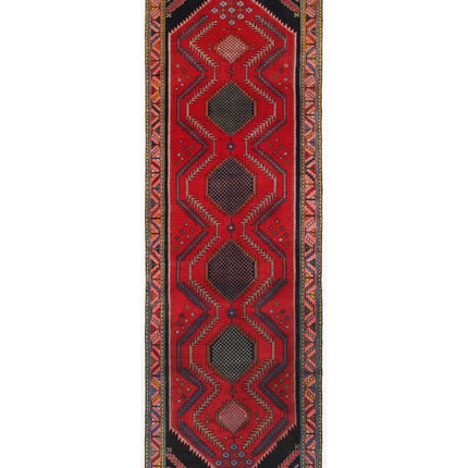 Hamadan 3' 10" X 11' 10" Hand Knotted Wool Rug 3' 10" X 11' 10" (117 X 361) / Red / Wool