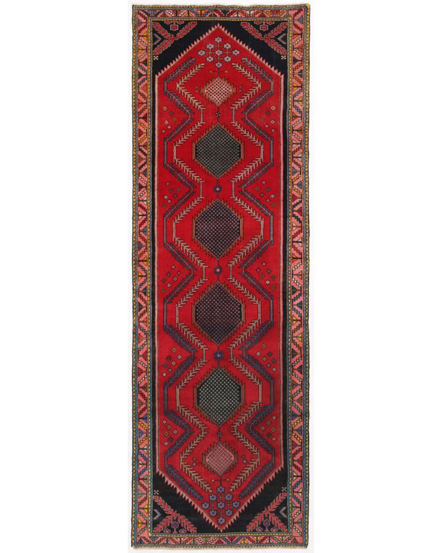 Hamadan 3' 10" X 11' 10" Hand Knotted Wool Rug 3' 10" X 11' 10" (117 X 361) / Red / Wool
