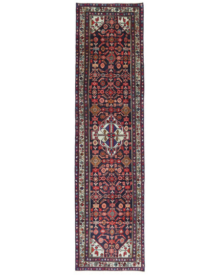 Hamadan 3' 6" X 13' 7" Hand Knotted Wool Rug 3' 6" X 13' 7" (107 X 414) / Black / Wool