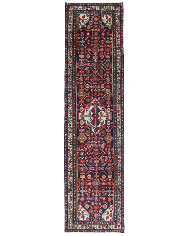 Hamadan 3' 6" X 13' 7" Hand Knotted Wool Rug 3' 6" X 13' 7" (107 X 414) / Black / Wool