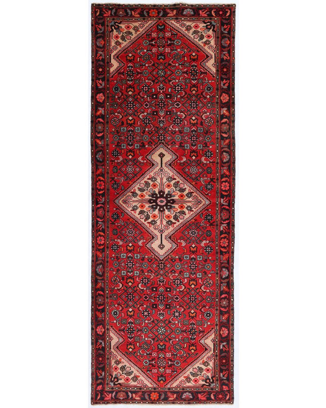 Hamadan 3' 7" X 10' 2" Hand Knotted Wool Rug 3' 7" X 10' 2" (109 X 310) / Red / Wool