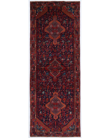 Hamadan 4' 1" X 11' 0" Hand Knotted Wool Rug 4' 1" X 11' 0" (124 X 335) / Blue / Wool