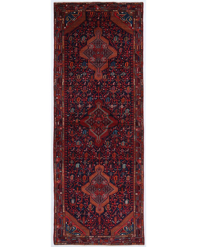 Hamadan 4' 1" X 11' 0" Hand Knotted Wool Rug 4' 1" X 11' 0" (124 X 335) / Blue / Wool