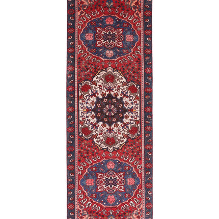 Hamadan 3' 4" X 9' 9" Hand Knotted Wool Rug 3' 4" X 9' 9" (101 X 297) / Red / Wool