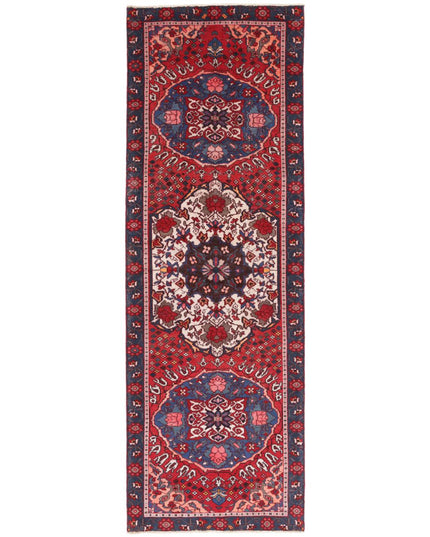 Hamadan 3' 4" X 9' 9" Hand Knotted Wool Rug 3' 4" X 9' 9" (101 X 297) / Red / Wool