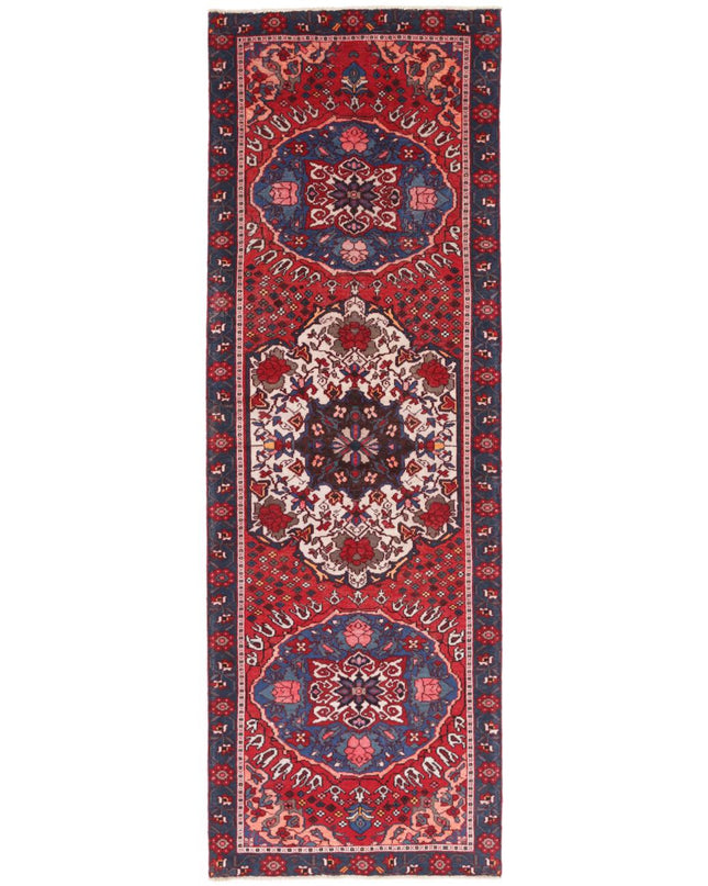Hamadan 3' 4" X 9' 9" Hand Knotted Wool Rug 3' 4" X 9' 9" (101 X 297) / Red / Wool
