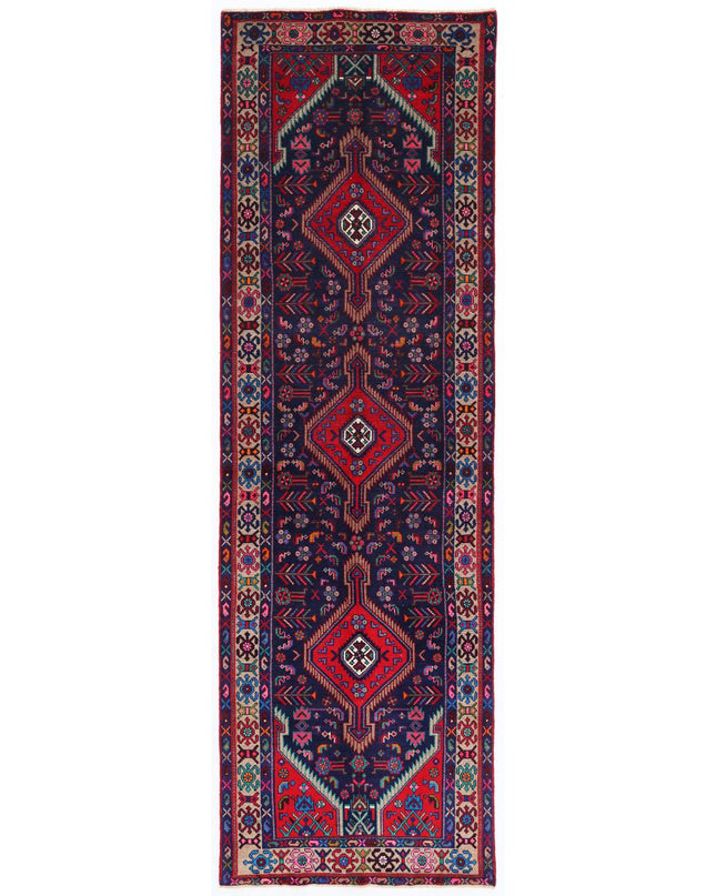 Hamadan 3' 4" X 10' 9" Hand Knotted Wool Rug 3' 4" X 10' 9" (101 X 328) / Blue / Wool