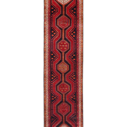 Hamadan 3' 5" X 13' 2" Hand Knotted Wool Rug 3' 5" X 13' 2" (104 X 401) / Black / Wool