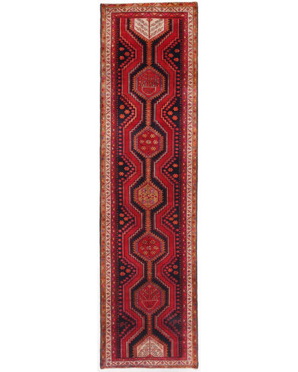 Hamadan 3' 5" X 13' 2" Hand Knotted Wool Rug 3' 5" X 13' 2" (104 X 401) / Black / Wool