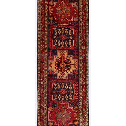 Hamadan 3' 9" X 10' 8" Hand Knotted Wool Rug 3' 9" X 10' 8" (114 X 325) / Red / Wool