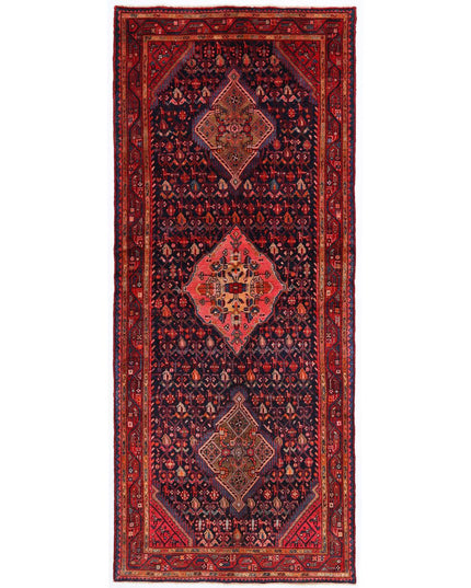Hamadan 4' 3" X 10' 1" Hand Knotted Wool Rug 4' 3" X 10' 1" (130 X 307) / Black / Wool
