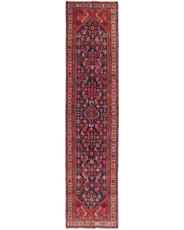 Hamadan 3' 7" X 15' 11" Hand Knotted Wool Rug 3' 7" X 15' 11" (109 X 485) / Blue / Wool