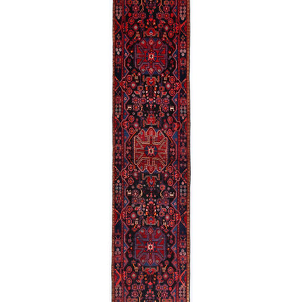Hamadan 3' 9" X 16' 2" Hand Knotted Wool Rug 3' 9" X 16' 2" (114 X 493) / Blue / Wool