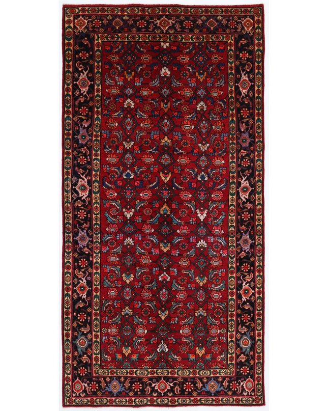 Hamadan 4' 11" X 10' 2" Hand Knotted Wool Rug 4' 11" X 10' 2" (150 X 310) / Red / Wool