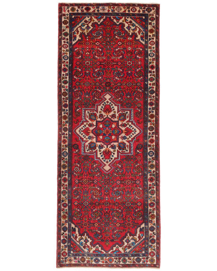 Hamadan 3' 7" X 10' 1" Hand Knotted Wool Rug 3' 7" X 10' 1" (109 X 307) / Red / Wool
