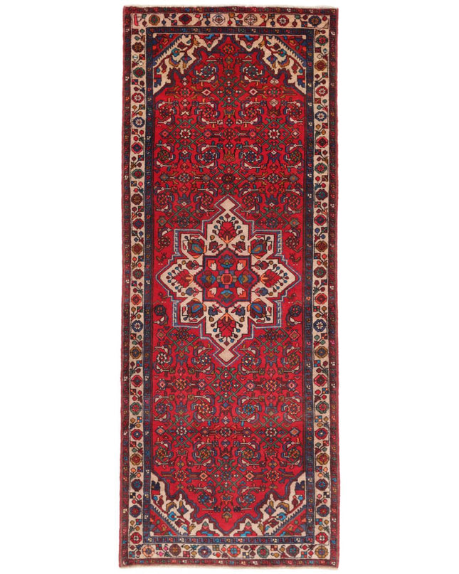 Hamadan 3' 7" X 10' 1" Hand Knotted Wool Rug 3' 7" X 10' 1" (109 X 307) / Red / Wool