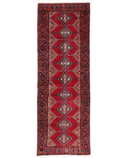 Hamadan 3' 1" X 9' 7" Hand Knotted Wool Rug 3' 1" X 9' 7" (94 X 292) / Red / Wool