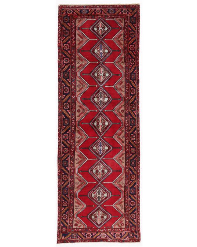 Hamadan 3' 1" X 9' 7" Hand Knotted Wool Rug 3' 1" X 9' 7" (94 X 292) / Red / Wool
