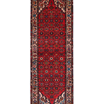 Hamadan 3' 6" X 9' 10" Hand Knotted Wool Rug 3' 6" X 9' 10" (107 X 300) / Red / Wool