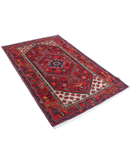 Hamadan 4' 0" X 6' 0" Hand Knotted Wool Rug 4' 0" X 6' 0" (122 X 183) / Red / Wool
