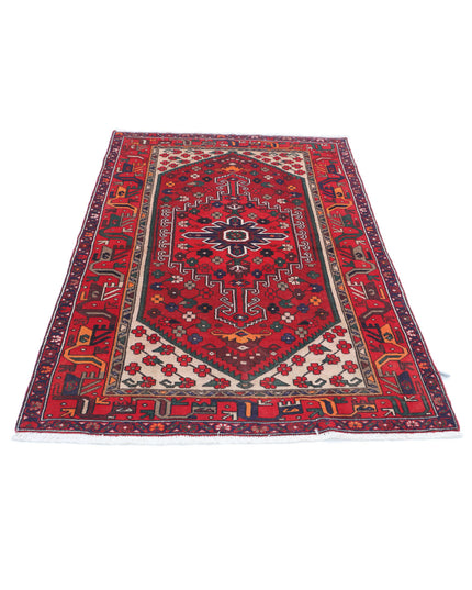 Hamadan 4' 0" X 6' 0" Hand Knotted Wool Rug 4' 0" X 6' 0" (122 X 183) / Red / Wool