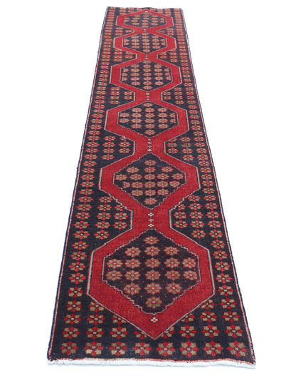 Hamadan 2' 0" X 11' 6" Hand Knotted Wool Rug 2' 0" X 11' 6" (61 X 351) / Black / Wool