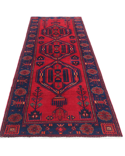 Hamadan 3' 6" X 9' 8" Hand Knotted Wool Rug 3' 6" X 9' 8" (107 X 295) / Red / Wool