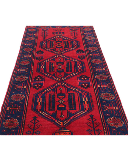 Hamadan 3' 6" X 9' 8" Hand Knotted Wool Rug 3' 6" X 9' 8" (107 X 295) / Red / Wool