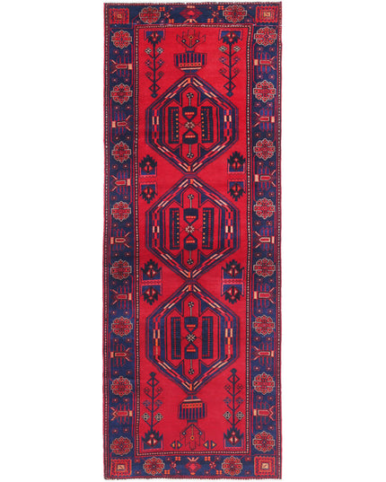 Hamadan 3' 6" X 9' 8" Hand Knotted Wool Rug 3' 6" X 9' 8" (107 X 295) / Red / Wool