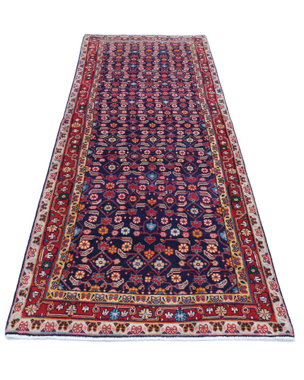 Hamadan 3' 4" X 9' 9" Hand Knotted Wool Rug 3' 4" X 9' 9" (101 X 297) / Blue / Wool