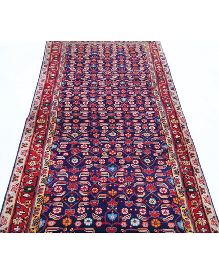 Hamadan 3' 4" X 9' 9" Hand Knotted Wool Rug 3' 4" X 9' 9" (101 X 297) / Blue / Wool