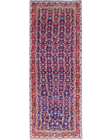 Hamadan 3' 4" X 9' 9" Hand Knotted Wool Rug 3' 4" X 9' 9" (101 X 297) / Blue / Wool