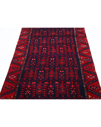 Hamadan 3' 4" X 10' 0" Hand Knotted Wool Rug 3' 4" X 10' 0" (101 X 305) / Blue / Wool