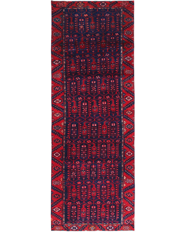 Hamadan 3' 4" X 10' 0" Hand Knotted Wool Rug 3' 4" X 10' 0" (101 X 305) / Blue / Wool