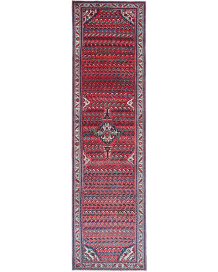 Hamadan 3' 5" X 13' 4" Hand Knotted Wool Rug 3' 5" X 13' 4" (104 X 406) / Pink / Wool