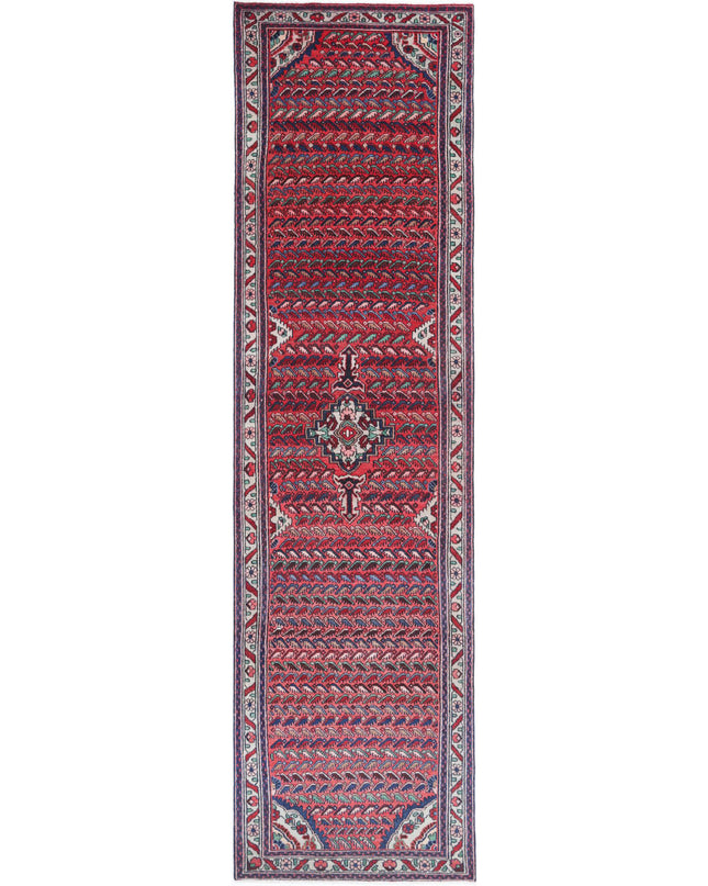 Hamadan 3' 5" X 13' 4" Hand Knotted Wool Rug 3' 5" X 13' 4" (104 X 406) / Pink / Wool