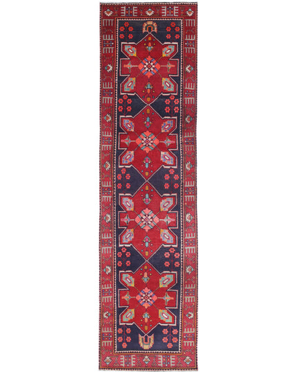 Hamadan 3' 3" X 13' 1" Hand Knotted Wool Rug 3' 3" X 13' 1" (99 X 399) / Black / Wool