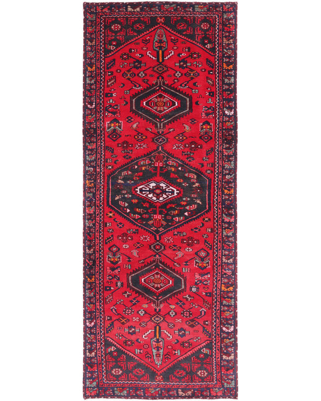 Hamadan 3' 7" X 9' 10" Hand Knotted Wool Rug 3' 7" X 9' 10" (109 X 300) / Red / Wool