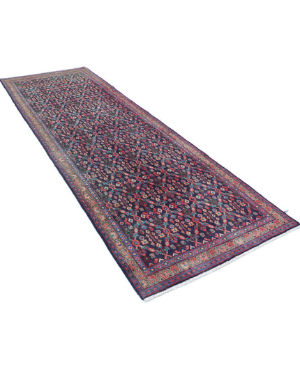 Hamadan 3' 8" X 10' 4" Hand Knotted Wool Rug 3' 8" X 10' 4" (112 X 315) / Blue / Wool