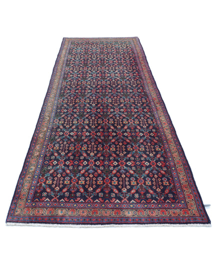 Hamadan 3' 8" X 10' 4" Hand Knotted Wool Rug 3' 8" X 10' 4" (112 X 315) / Blue / Wool