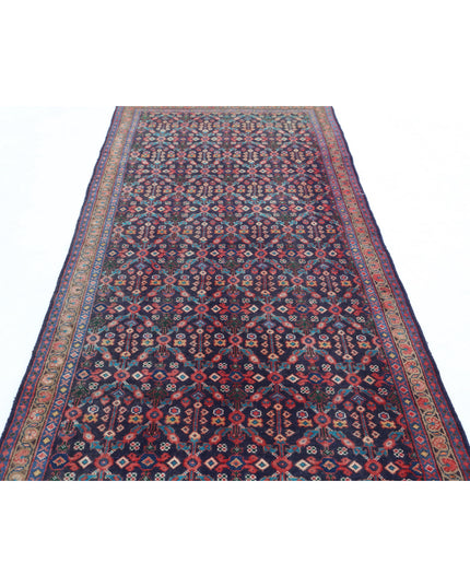 Hamadan 3' 8" X 10' 4" Hand Knotted Wool Rug 3' 8" X 10' 4" (112 X 315) / Blue / Wool