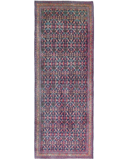 Hamadan 3' 8" X 10' 4" Hand Knotted Wool Rug 3' 8" X 10' 4" (112 X 315) / Blue / Wool