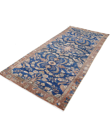 Hamadan 4' 6" X 10' 1" Hand Knotted Wool Rug 4' 6" X 10' 1" (137 X 307) / Blue / Wool